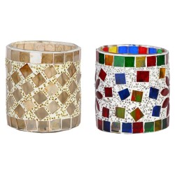 AFAST Multicolour Table Top Glass Tea Light Holder - Pack of 2