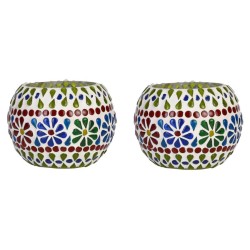 AFAST Multicolour Table Top Glass Tea Light Holder - Pack of 2