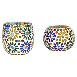 AFAST Multicolour Table Top Glass Tea Light Holder - Pack of 2