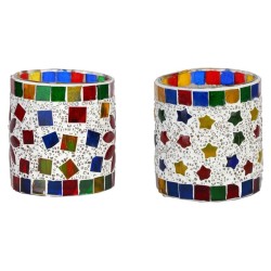 AFAST Multicolour Table Top Glass Tea Light Holder - Pack of 2