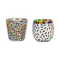 AFAST Multicolour Table Top Glass Tea Light Holder - Pack of 2