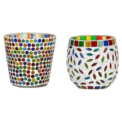 AFAST Multicolour Table Top Glass Tea Light Holder - Pack of 2