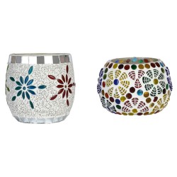 AFAST Multicolour Table Top Glass Tea Light Holder - Pack of 2