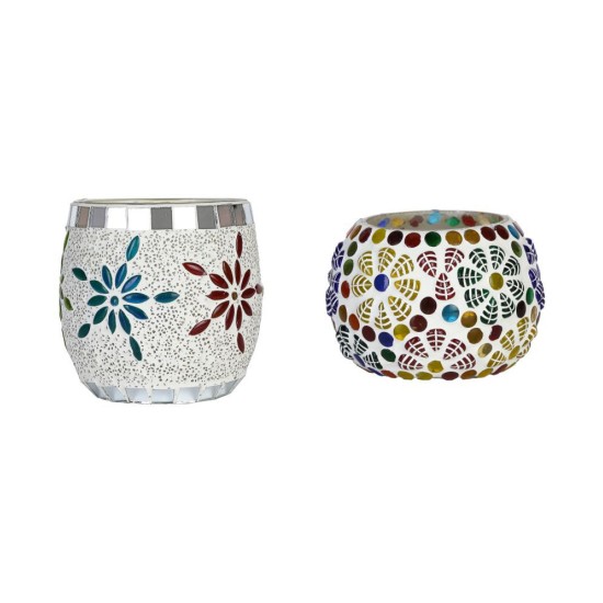 AFAST Multicolour Table Top Glass Tea Light Holder - Pack of 2