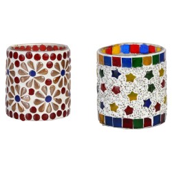 AFAST Multicolour Table Top Glass Tea Light Holder - Pack of 2