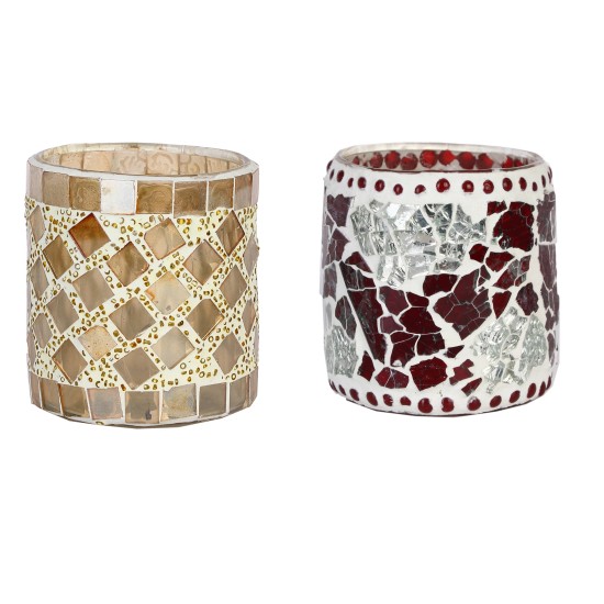 AFAST Multicolour Table Top Glass Tea Light Holder - Pack of 2 AFAST Multicolour Table Top Glass Tea Light Holder - Pack of 2