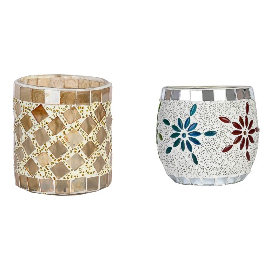 AFAST Multicolour Table Top Glass Tea Light Holder - Pack of 2 AFAST Multicolour Table Top Glass Tea Light Holder - Pack of 2