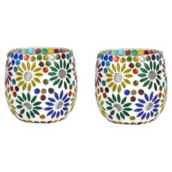 AFAST Multicolour Table Top Glass Tea Light Holder - Pack of 2