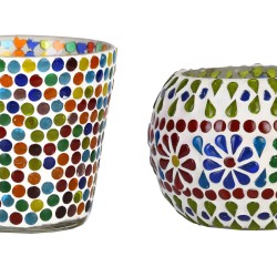 AFAST Multicolour Table Top Glass Tea Light Holder - Pack of 2
