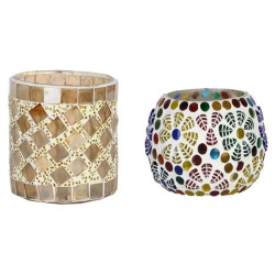 AFAST Multicolour Table Top Glass Tea Light Holder - Pack of 2