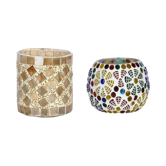 AFAST Multicolour Table Top Glass Tea Light Holder - Pack of 2