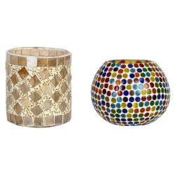 AFAST Multicolour Table Top Glass Tea Light Holder - Pack of 2