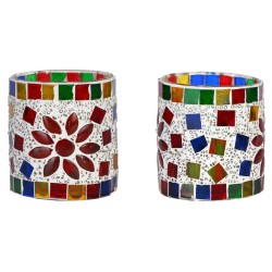 AFAST Multicolour Table Top Glass Tea Light Holder - Pack of 2