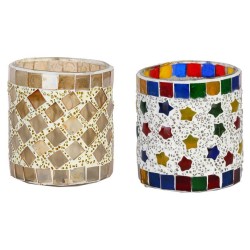 AFAST Multicolour Table Top Glass Tea Light Holder - Pack of 2