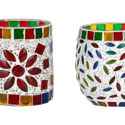 AFAST Multicolour Table Top Glass Tea Light Holder - Pack of 2