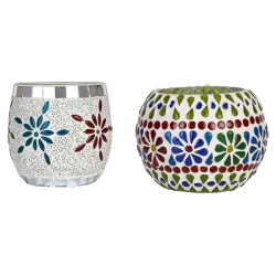 AFAST Multicolour Table Top Glass Tea Light Holder - Pack of 2