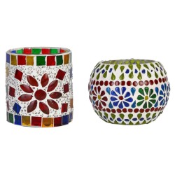 AFAST Multicolour Table Top Glass Tea Light Holder - Pack of 2