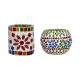 AFAST Multicolour Table Top Glass Tea Light Holder - Pack of 2