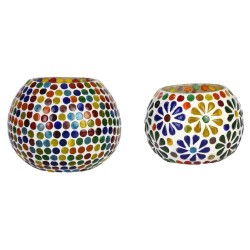 AFAST Multicolour Table Top Glass Tea Light Holder - Pack of 2