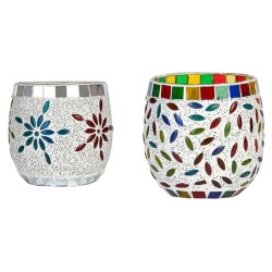 AFAST Multicolour Table Top Glass Tea Light Holder - Pack of 2