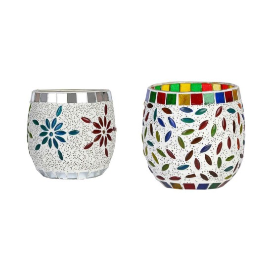 AFAST Multicolour Table Top Glass Tea Light Holder - Pack of 2