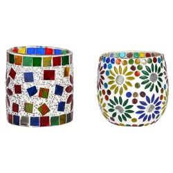 AFAST Multicolour Table Top Glass Tea Light Holder - Pack of 2