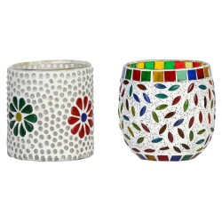 AFAST Multicolour Table Top Glass Tea Light Holder - Pack of 2