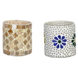AFAST Multicolour Table Top Glass Tea Light Holder - Pack of 2
