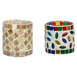 AFAST Multicolour Table Top Glass Tea Light Holder - Pack of 2