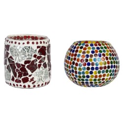 AFAST Multicolour Table Top Glass Tea Light Holder - Pack of 2