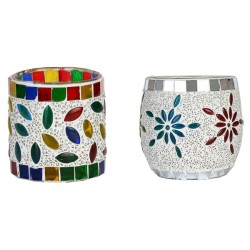 AFAST Multicolour Table Top Glass Tea Light Holder - Pack of 2