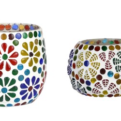 AFAST Multicolour Table Top Glass Tea Light Holder - Pack of 2