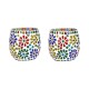 AFAST Multicolour Table Top Glass Tea Light Holder - Pack of 2