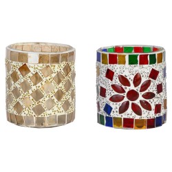 AFAST Multicolour Table Top Glass Tea Light Holder - Pack of 2