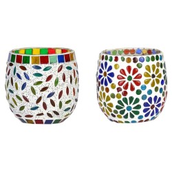 AFAST Multicolour Table Top Glass Tea Light Holder - Pack of 2