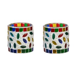 AFAST Multicolour Table Top Glass Tea Light Holder - Pack of 2