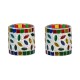 AFAST Multicolour Table Top Glass Tea Light Holder - Pack of 2