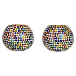 AFAST Multicolour Table Top Glass Tea Light Holder - Pack of 2