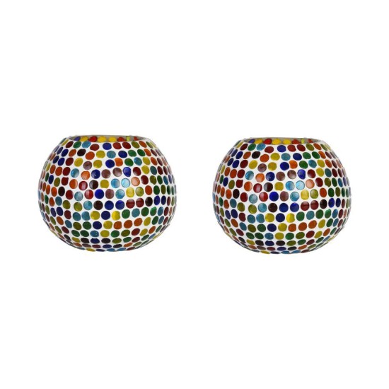 AFAST Multicolour Table Top Glass Tea Light Holder - Pack of 2