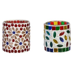 AFAST Multicolour Table Top Glass Tea Light Holder - Pack of 2