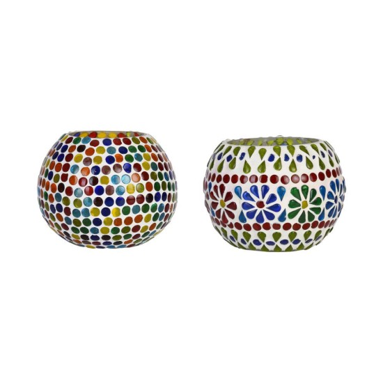 AFAST Multicolour Table Top Glass Tea Light Holder - Pack of 2