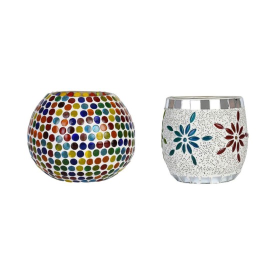 AFAST Multicolour Table Top Glass Tea Light Holder - Pack of 2