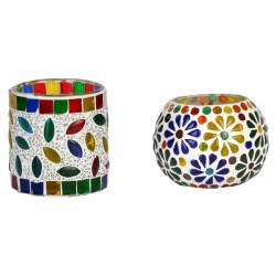 AFAST Multicolour Table Top Glass Tea Light Holder - Pack of 2