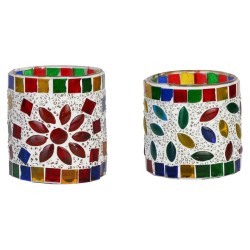 AFAST Multicolour Table Top Glass Tea Light Holder - Pack of 2