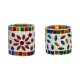 AFAST Multicolour Table Top Glass Tea Light Holder - Pack of 2