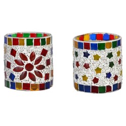 AFAST Multicolour Table Top Glass Tea Light Holder - Pack of 2