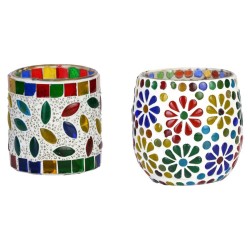 AFAST Multicolour Table Top Glass Tea Light Holder - Pack of 2