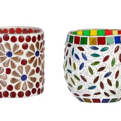 AFAST Multicolour Table Top Glass Tea Light Holder - Pack of 2