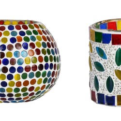 AFAST Multicolour Table Top Glass Tea Light Holder - Pack of 2
