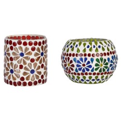 AFAST Multicolour Table Top Glass Tea Light Holder - Pack of 2